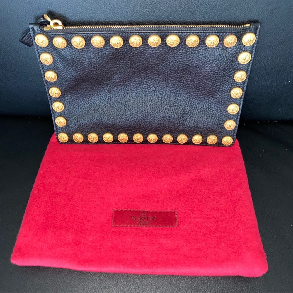 VALENTINO Garavani Gryphon Gold Embellished Clutch